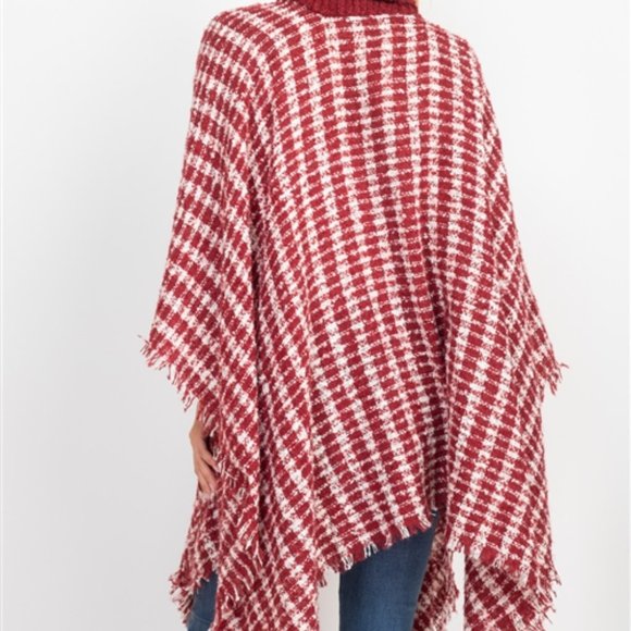 PREPPY DOLLZ plaid print knit poncho - Picture 6 of 7